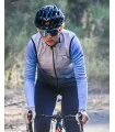 Pale grey deepening to slate grey wind vest with mesh pockets on back