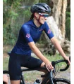 Staple French Navy with Strawberry logo detail Optimise Cycle Jersey and Black Bibs| Cycling Clothing