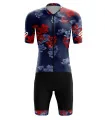 Hana Navy Jersey with subtle floral detail with Black bibs with matching cuffs | Cycling Gear