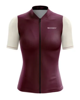 Lightweight Women’s Cycling Jersey – Maroon & Cream