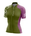 A cycle jersey with a harmonious blend of olive and subtle pink with a leaf motive | Cycling Jersey