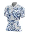 A cycle jersey with blue roses in outline on a white body | Cycling Jersey
