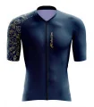 A cycle jersey with a navy body and a subtle leaf motive on the sleeve | Cycling Jersey