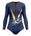 David Hart Sailing Boats Sleeved Swimsuit, UPF50+ | Beach Wear