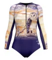 Kristy Ann Duffy Monty Owl Sleeved Swimsuit, UPF50+ | Beach Wear