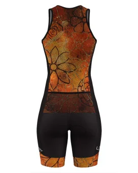 SCODY Women’s Floral Triathlon Suit – Sleeveless, Zip Front