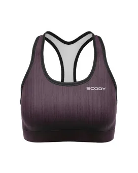 SCODY Women’s Plum Racer Back Crop Top – Light Support