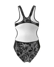 A hydrophobic Triathlon Swimsuit with a black and white floral graphic | Triathlon Gear
