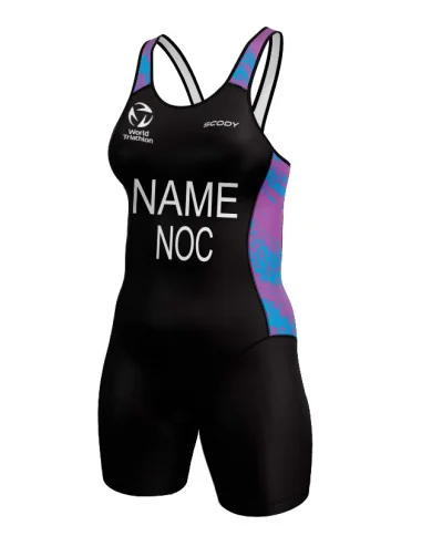 Splash Pink and Blue World Triathlon Compliant Elite Open Back Triathlon Suit | Triathlon Gear