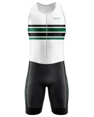 White sleeveless triathlon suit w front zip for sale at Scody Australia. Flexible payment options| Triathlon Suits