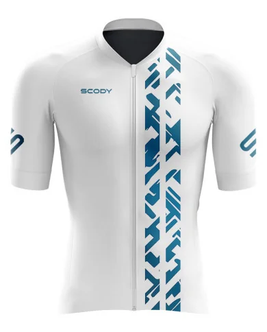 Aero Optimised Cycle Jersey Geo Green - White Cycle Jersey with Green/Teal Geo pattern | Made in Australia