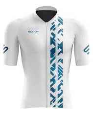 Aero Optimised Cycle Jersey Geo Green - White Cycle Jersey with Green/Teal Geo pattern | Made in Australia