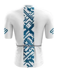 Aero Optimised Cycle Jersey Geo Green - White Cycle Jersey with Green/Teal Geo pattern | Made in Australia