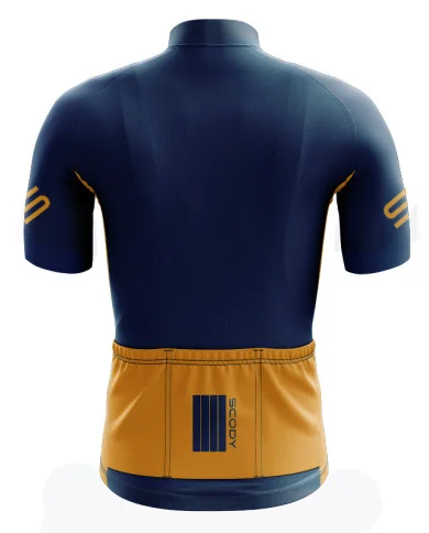 Performance Cycle Jersey Men - Classic Block French Blue and Turmeric| Made in Australia