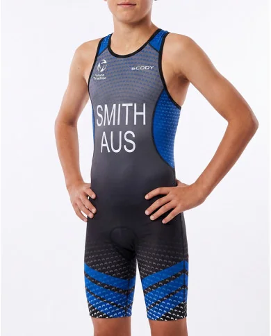 Blue Elite Triathlon Suit Junior Name and Country Included