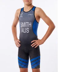 Blue Elite Triathlon Suit Junior Name and Country Included