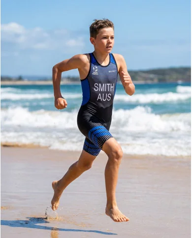 WT Compliant Blue  Junior Suit with Surname and Country | Junior Triathlon Gear