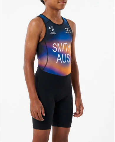 WT Compliant Honeycomb Junior Suit with Surname and Country | Junior Triathlon Gear