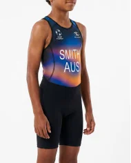 WT Compliant Honeycomb Junior Suit with Surname and Country | Junior Triathlon Gear
