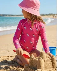Bin Chicken, Pink Junior Surf Rashie, UPF50+ | Beach Wear