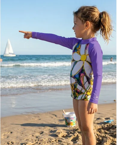 David Hart Floral Junior Surf Rashie, UPF50+| Beach Wear
