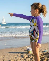 David Hart Floral Junior Surf Rashie, UPF50+| Beach Wear