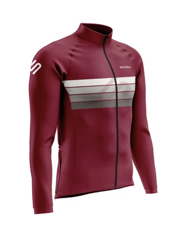 Winter Thermal Cycle Jacket - Merlot with earthy neutral stripes| Made in Australia