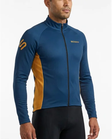 Winter Thermal Cycle Jacket - French Blue with Turmeric Highlights| Made in Australia