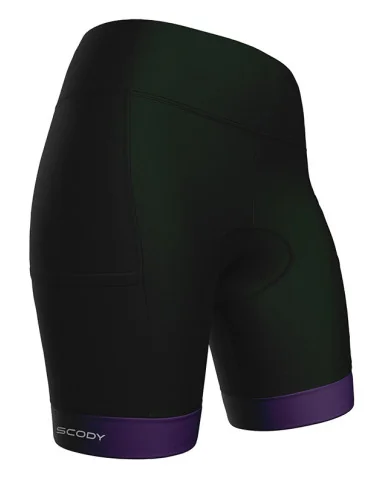 Black Women's Cycle Shorts with deep purple cuffs | Scody Made in Australia