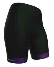 Black Women's Cycle Shorts with deep purple cuffs | Scody Made in Australia